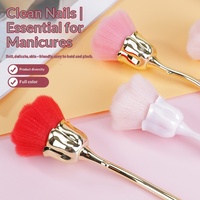 Lot de pinceaux de maquillage en poudre de rose en gros - Poils en nylon/fibres artificielles, manche en plastique, brosses à poussière pour ongles