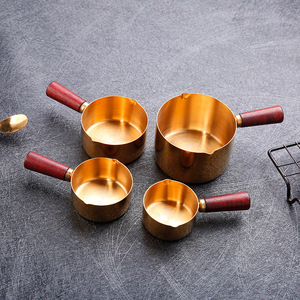 304 Stainless Steel Measuring Spoon with Wooden Handle Precision Steak Seasoning and Ketchup Cup Mini <strong>Dipping</strong> <strong>Pot</strong> - Product Image 6