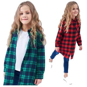 Vêtements pour enfants, chemises longues d'automne pour enfants, chemises à manches longues en flanelle chaude, chemises en flanelle à carreaux pour filles - Product Image 1