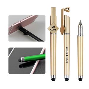 Customized Logo Plastic Ballpoint Pen Multi-Colored Ink 0.5mm Multifunction Mobile Phone Holder QR Code - Product Image 1