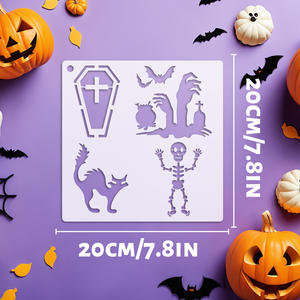 12 pochoirs d'Halloween 7,8x7,8 pouces, pochoirs en plastique pour peinture, pulvérisation, décoration murale, fenêtre, porte, bricolage - Product Image 2