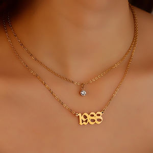 Vendita calda delle donne delle ragazze <span class=keywords><strong>regalo</strong></span> 1988 anniversario anno di <span class=keywords><strong>nascita</strong></span> collana 18K oro placcato con pietra portafortuna - Product Image 4