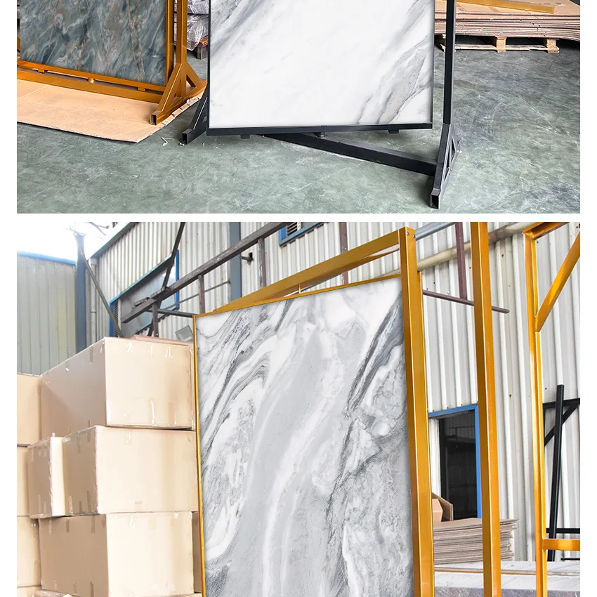 Factory Showroom Large Marble Stand Rotatable Metal Sample Panel Granite Stone Slab Rock Plate Porcelain Tile Display Rack