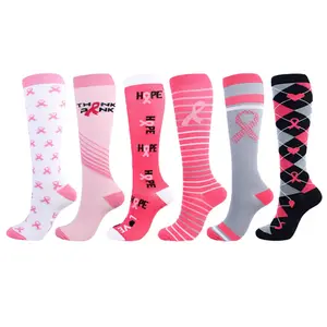 JX-II-0763 rosa Band Socken Brustkrebs Bewusstsein Socken rosa Brustkrebs Socken