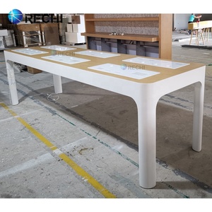 RECHI APR 전자 상점 디자인 나무 디스플레이 카운터 테이블 휴대 전화 상점 액세서리 벽 디스플레이 캐비닛 후크 - Product Image 3