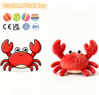Nouvelle conception de peluche personnalisée en forme de crabe de dessin animé, jouets en peluche mignons, poupées douces, peluches personnalisées pour les enfants, cadeau d'anniversaire