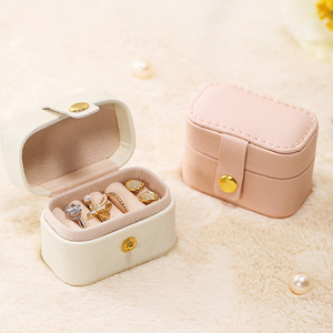 JINSKY Modern <b>Mini</b> Jewelry <b>Box</b> Portable Ring Earring <b>Storage</b> Travel Trinket Organizer Case Women Accessories Wholesale - Product Image 3
