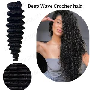 Extensioni per capelli umani Deep Wave Crochet, 2 confezioni da 50g, con nodi invisibili Miracle Knots, senza nodi, pre-separati, ricci birmani 12A - Product Image 4