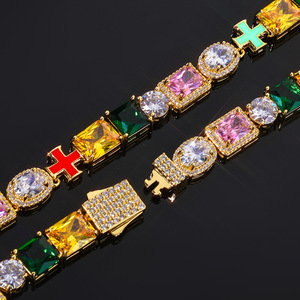 Bracelets Moissanite GRA Couleurs Vives Style Urbain Exclusif, Argent S925 Plaqué Or 18K, Sertissage Halo, Bijoux Hip-Hop, Fournisseur OEM - Product Image 5