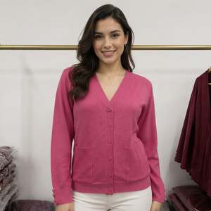 Cardigan da <span class=keywords><strong>Donna</strong></span> con <span class=keywords><strong>Scollo</strong></span> a <span class=keywords><strong>V</strong></span> Classico, Design Speciale con 3 Bottoni sul Polsino e Tasche, Maglione Liscio con Tasche, Vendita Speciale nel Regno Unito - Product Image 2