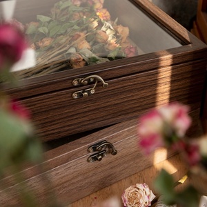 Addreen Boîte de rangement décorative 3D creuse 65 cm en noyer foncé rétro à couvercle rabattable, pour fleurs séchées, DIY, pour e-commerce transfrontalier - Product Image 4