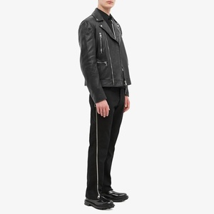 OEM personalizado negro Universidad Rocker Rider motocicleta chaqueta de cuero del motorista <span class=keywords><strong>para</strong></span> los hombres - Product Image 6