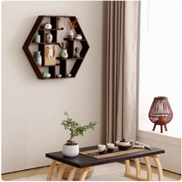 Bogu Double-Tier En Bois Massif Style Chinois Tenture Murale Présentoir Simple Antique Théière Conception pour Salon Jouet Organisateur