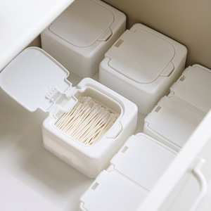 Mini Desktop Organizer With Lid Pop-Up Window Cotton Swabs <b>Plastic</b> Dustproof Student Friendly Instagram Worthy Miscellaneous - Product Image 1