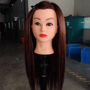 Maniquí de corte de práctica de peluquero de estilo recto de <span class=keywords><strong>pelo</strong></span> Real, muñeca de entrenamiento de peluquería, aplicación de enseñanza, función de <span class=keywords><strong>modelador</strong></span> - Product Image 3