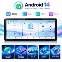 Autoradio Android 14 de 12,3 pouces, 4 Go 64 Go Octa Core avec CarPlay filaire et sans fil, Android Auto, Navigation GPS