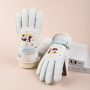 Thickened Winter Ski <b>Gloves</b> With Cartoon Design <b>Warm</b> Waterproof Windproof For Outdoor Sports Unisex Cotton Fleece Lining - Product Image 1