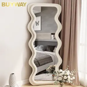 Wavy Spiegel Wooden Framed Wall Mounted Full Length Big Large Size Bedroom Length Dressing Room Standing Floor Mirror