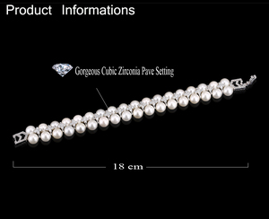 Trend CZ zirkonya kristal lüks gelin 2 satır düğün hint Kundan boncuk inci tenis bilekliği bileklik Boho bilek takı - Product Image 6