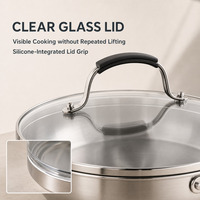 Sartén de Cerámica de 26 cm con Tapa de Vidrio, Triple Capa, Libre de PFAS, PFOA y PTFE, Antiadherente, Apta para Inducción, para el Hogar, OEM, Venta al Por Mayor