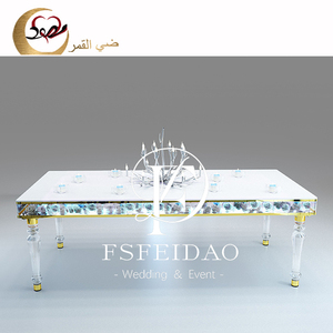 Tiệc Hall đồ nội thất hình chữ nhật <span class=keywords><strong>LED</strong></span> ánh sáng Acrylic tổ chức sự kiện bàn ăn - Product Image 4