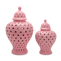 J144P Ensembles de pots de gingembre percés en céramique à la mode unique pot de décoration rose en porcelaine articles de décoration pour la maison personnalisés