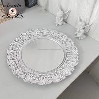 Assiette de présentation ANNIELU 13 pouces en plastique électroplaqué argenté, ajourée, réutilisable, pour décoration de table de mariage, fête ou banquet