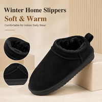 Pantoufles d'hiver confortables pour femmes, sabots en daim doublés de peluche, mules légères à enfiler, chaussures plates décontractées pour l'extérieur