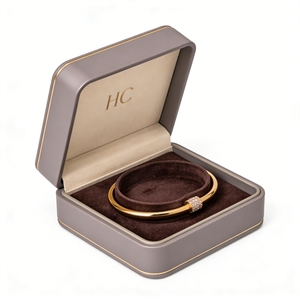 Modern Bracelet Box Luxury Custom Hinged PU Leather Jewelry Display Box Custom Bracelet Holder <b>Insert</b> Custom Logo Wholesale - Product Image 5