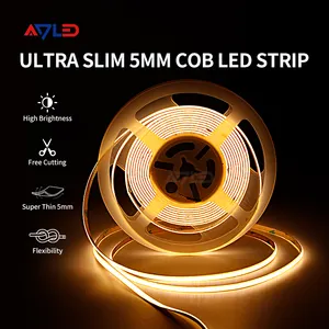 Tira de luces LED COB de 5MM de ancho, Blanco cálido, 2700K, DC12V, 16.4Ft/5M, 504LED, luces de cinta LED flexibles para iluminación comercial al aire libre