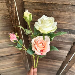 Artisanat Junheyuan, rose artificielle à tige unique, décoration de mariage, arrangement floral, décoration de la maison, fleur de simulation - Product Image 4
