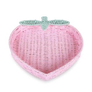 Panier de rangement <span class=keywords><strong>en</strong></span> corde de papier rose <span class=keywords><strong>en</strong></span> forme de cœur, tressé <span class=keywords><strong>à</strong></span> la main, plateau peu profond ajouré pour la décoration de la chambre d'enfant, de la crèche ou de l'entrée, cadeau de la Saint-Valentin - Product Image 1