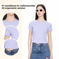 T-shirt à manches courtes pour femme, en coton, à manches raglan, séchage rapide, respirant, coupe ajustée, cintrée à la taille, de la série sportive Cute Letter