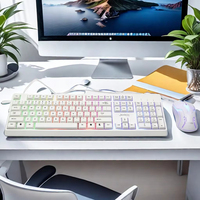 Harga Pabrik Keyboard dan Mouse Gaming Berkabel dengan Lampu Pelangi Sablon Sutra Kustom dan Mouse Optik 3D dengan Lampu