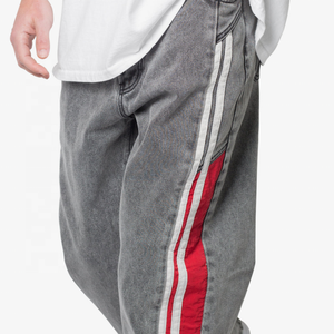 Mode chaude Épissage Surdimensionné Jeans Pantalon Logo Personnalisé Street Wear Vintage Tactique Pantalon Hommes Acide Lavage Bande Denim Pantalon - Product Image 5