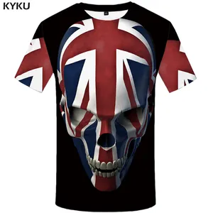 Fast Delivery Skull T Shirt Men Black Anime Tshirt United Kingdom Gothic 3D Print T-Shirt Clothes Casual Hip Hop Mens Clothing