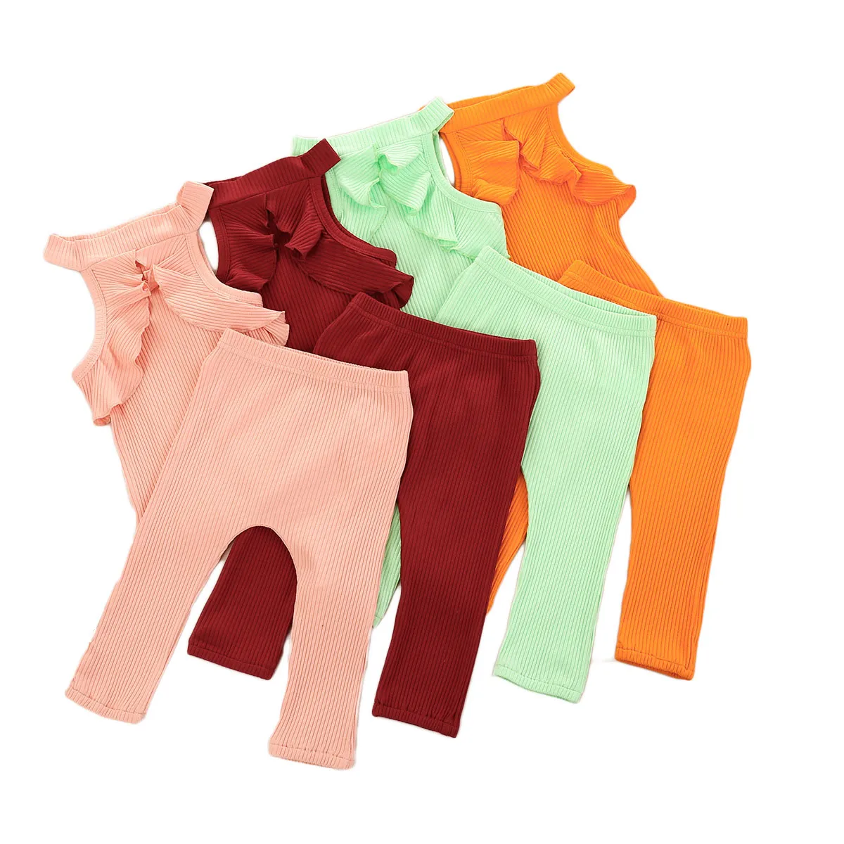 RTS 2021 Newborn Baby Fashion H Back Summer Clothes Solid Article Pit Kids Clothing