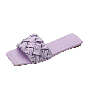 Sandales plates en perles pour femmes, style français, tressées, à bout ouvert, tendance, décontractées, à talon plat, pour l'extérieur - Product Image 4
