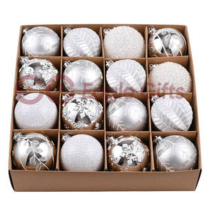 EAGLEGIFTS Argent Blanc Couleur Série Arbre Boules Suspendues Décoration de Noël <span class=keywords><strong>Noel</strong></span> Natal Imprimable Arbre de Noël Jouets Boules - Product Image 1