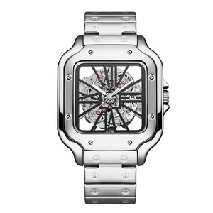 Đồng hồ nam thép không gỉ thiết kế bán buôn, mặt vuông rỗng, dòng Sandos La Mã, vỏ hợp kim, chống nước, máy quartz - Product Image 1