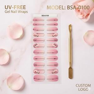 Bandes de vernis à <span class=keywords><strong>ongles</strong></span> semi-durcis Sheer Blush Aura avec accents botaniques minimalistes pour la vente au détail en boutique - Product Image 2