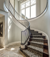 Escalier intérieur Optima 2026 en arc spiralé, décoration de villa de luxe moderne, en acier inoxydable et bois, respectueux de l'environnement