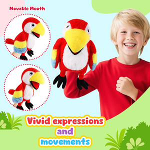 Marionette a Mano di Animali 11 Pollici Uccello Gioco di Ruolo Bambole Morbide Imbottite per Bambini Narrazione Storica Giocattoli Pappagallo di Peluche - Product Image 3