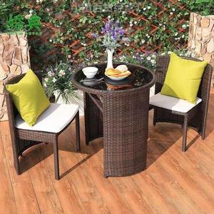 Moderno y Cómodo Juego de Jardín de Mimbre de 3 Piezas con Mesa Acolchada para Exteriores y 2 Sillas para Jardín, Terraza o Balcón - Product Image 3