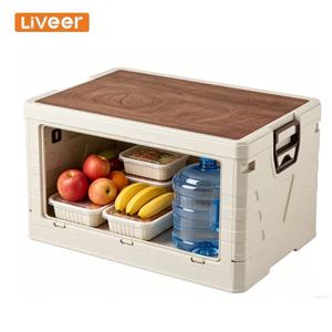 <span class=keywords><strong>Banc</strong></span> <span class=keywords><strong>de</strong></span> rangement pliable pour voiture avec plateau en bois - Parfait pour le camping et les équipements <span class=keywords><strong>de</strong></span> plein air - Product Image 1