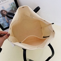 Sac fourre-tout en toile de coton pour femme avec poignées en cuir PU, personnalisable avec lettres et boutons, idéal pour le shopping