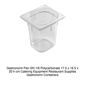 Bac alimentaire en polycarbonate GN 1/6 17,5 × 16,5 × 20 h cm, sans couvercle, -100/+100 ° C - Product Image 2