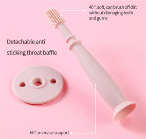 Cepillo de dientes de silicona con logotipo personalizado, <span class=keywords><strong>limpiador</strong></span> oral de 360 grados, para entrenamiento de bebé, aprendizaje - Product Image 4