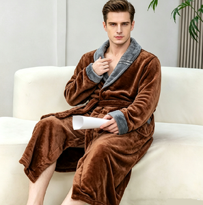 Ensemble de pyjamas décontractés en flanelle pour toutes les saisons, légers, unisexes, pour couples ; motif uni, matière épaisse en mélange de polyester - Product Image 6