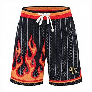 Shorts d'entraînement de basketball vintage pour hommes, nouvelle collection, imprimé intégral par transfert thermique, en maille respirante, taille basse avec cordon de serrage - Product Image 4